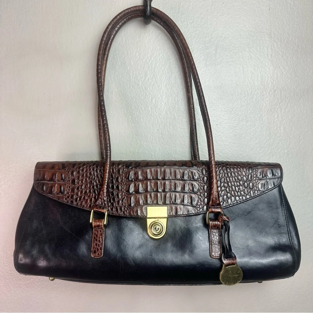 Brahmin Vintage Tuscany Collection Croc Embossed Leather Satchel/Handbag